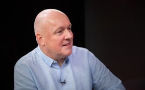 Prime Minister Christopher Luxon in studio with Guyon Espiner for 30.