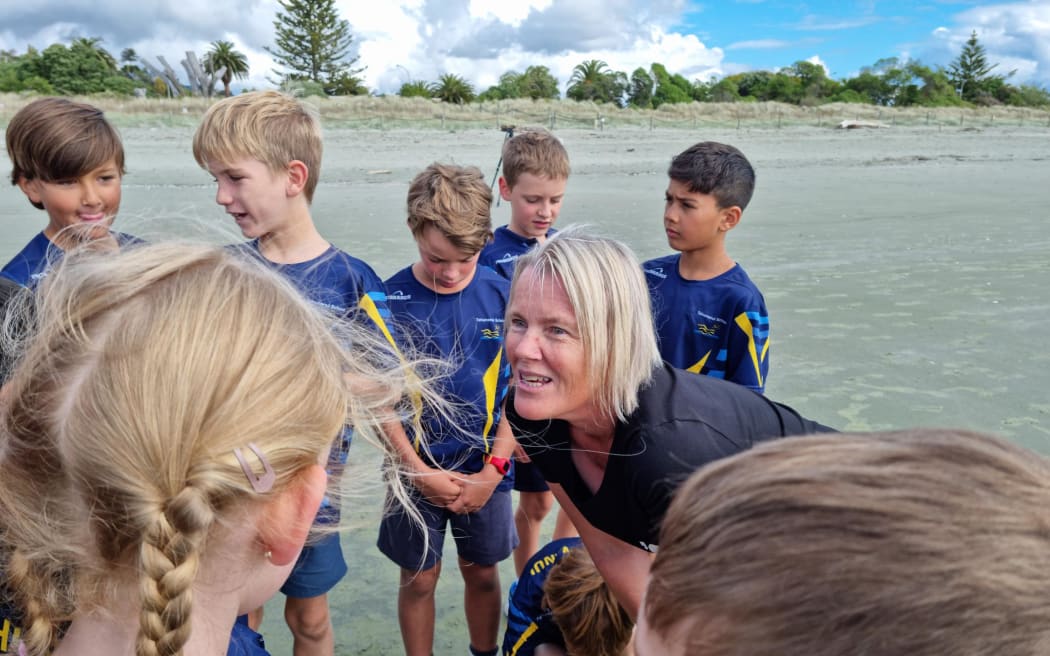 Tāhunanui School principal Barbara Bowen tells students she is heading to New York later this year to run her first marathon