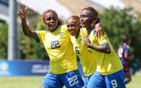 Solmon Islands Janita Ereanimae celebrates her goal. OFC U-16 Women's Championship 2025, Solomon Islands v American Samoa.