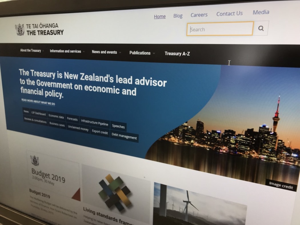 The homepage of NZ Treasury's website.