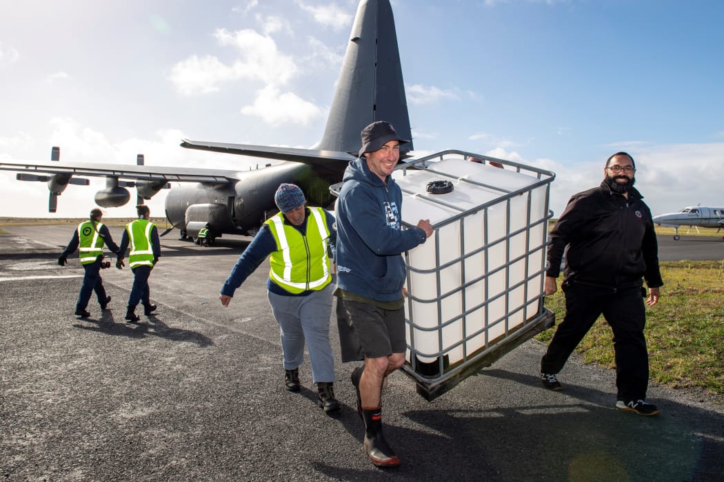 An RNZAF C-130 Hercules crew has delivered water tanks to the Chatham Islands where they will be used to help locals with water security and to water crops