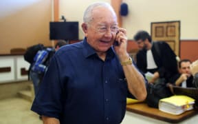 French senator and president of French Polynesia Gaston Flosse in 2014 in the appeal court of Papeete, during his appeal trial in which he is suspected to have received 1,6 million euros in cash between 1993 and 2006 to favour the companies of French businessman Hubert Haddad.