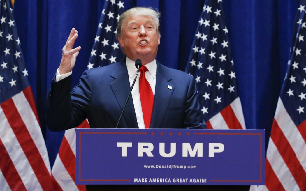 Donald Trump announces his bid for the US presidency in the 2016 presidential race.