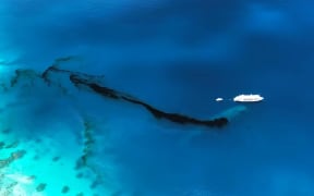 Oil from the Rio de Janeiro Maru was detected at a nearby island last month. (Supplied: Peter Aten)