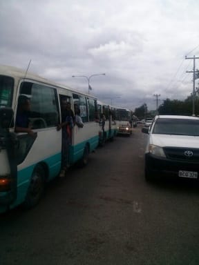 Busloads of protestors arrive in Port Moresby