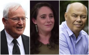 Former prime minister Jim Bolger, Victoria University associate professor of political science Dr Lara Greaves and Auckland University's Sir Collin Tukuitonga.