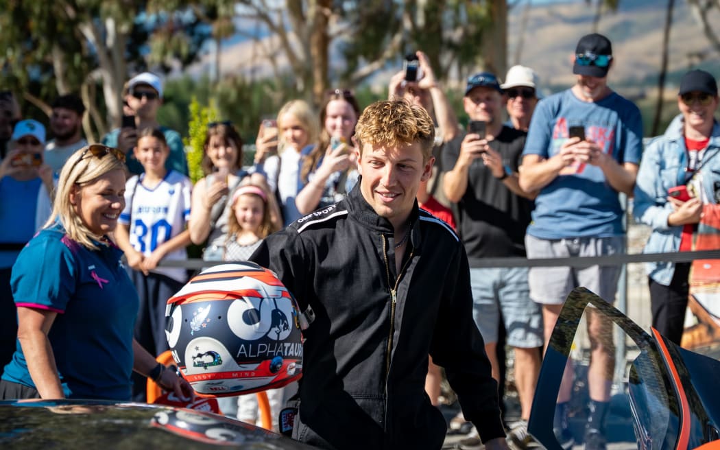 Formula 1 driver Liam Lawson in Cromwell on Tuesday.