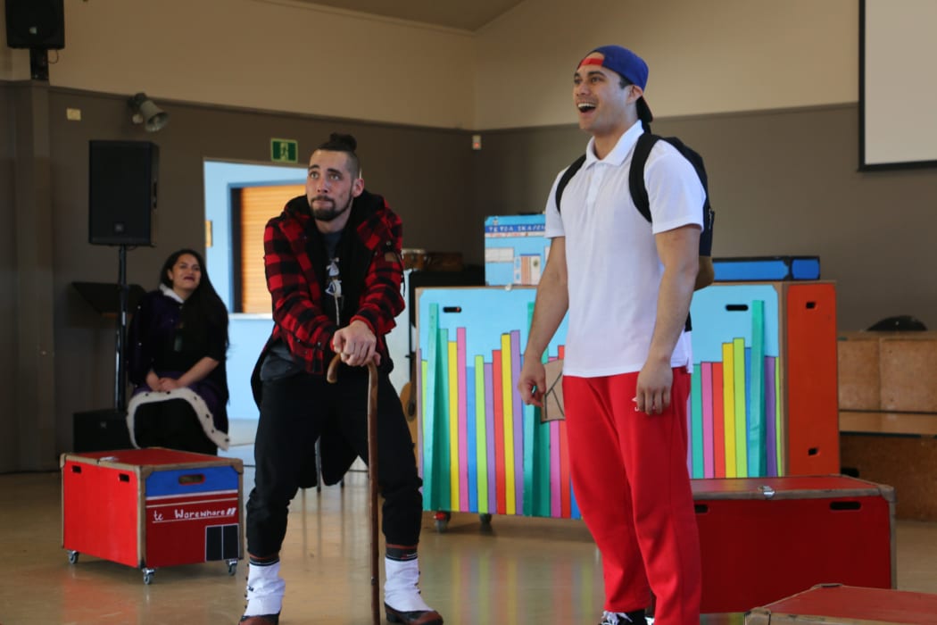 Cast member Rueben Butler Ngā Puhi, Ngāti Kahu plays various roles in the play