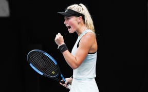 Paige Hourigan reacts during a match.