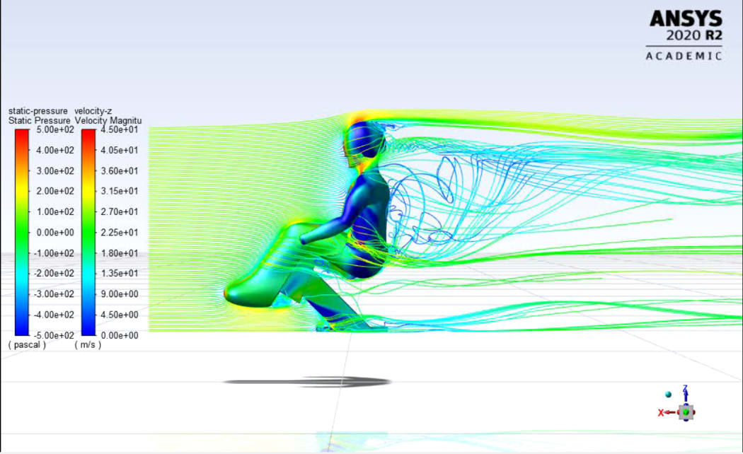 Computer modelling of Corey Peter's sit-ski