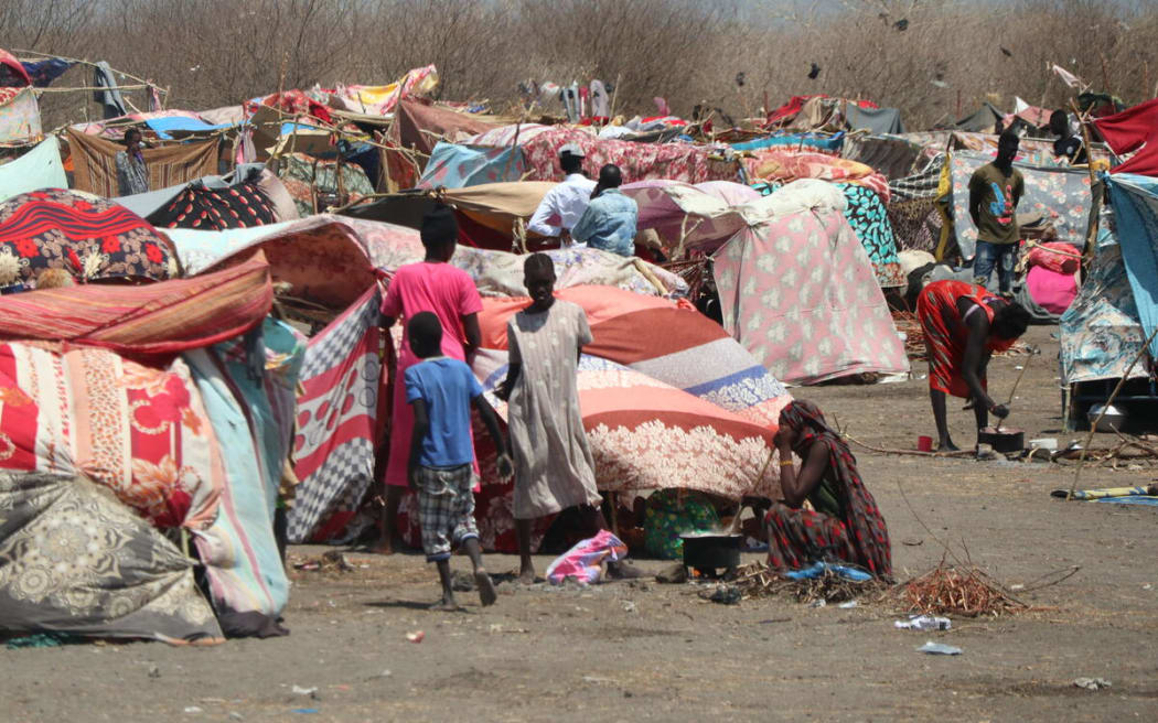 Makeshift tents at a camp in South Sudan.