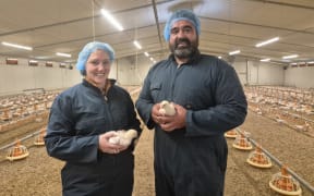 The couple are responsible for the 360,000 broiler chickens housed inside the farm's eight sheds.