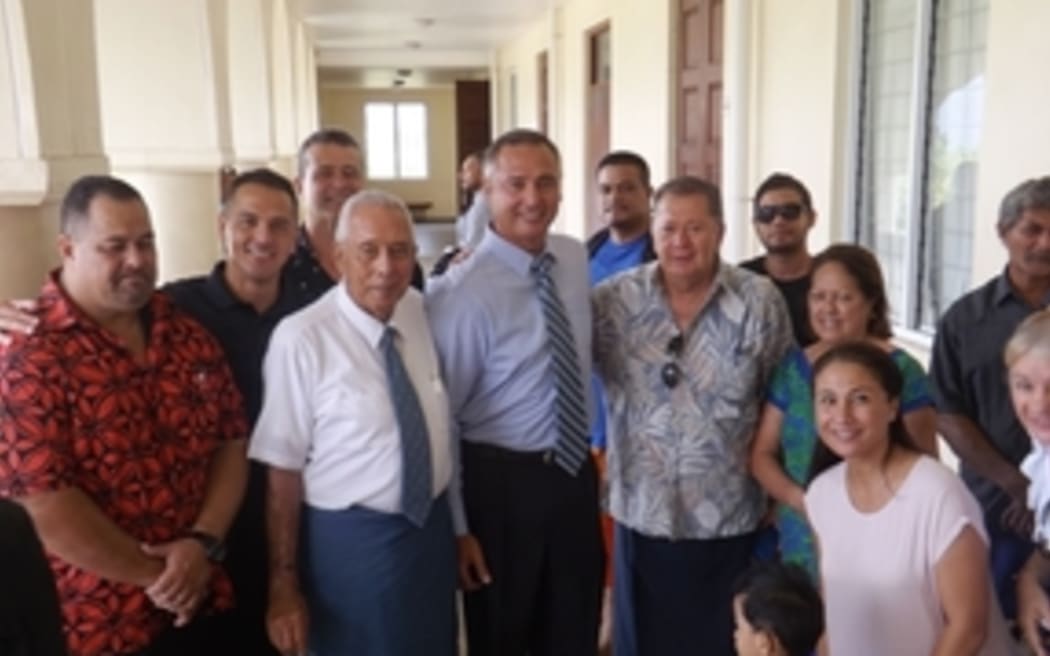 Samoa Police Commissioner, Fuiavailili Egon Keil, with family and supporters.