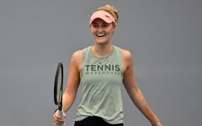 Erin Routliffe of New Zealand during a practice session.