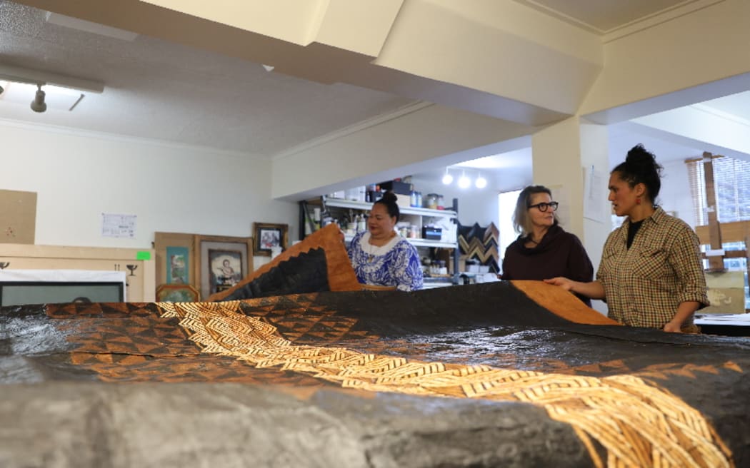 Ngatu is made from the inner bark of the mulberry tree (hiapo), which is stripped from the stem and beaten with a mallet to create the fabric. October 2024