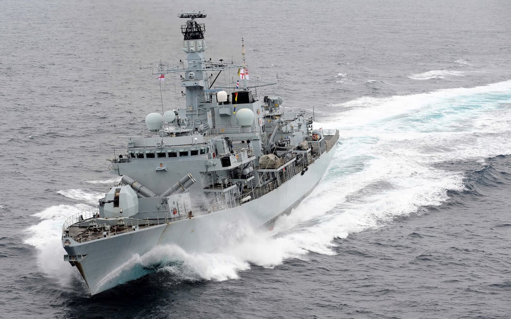 Type 23 frigate HMS Montrose is pictured at speed in the Mediterranean Sea during Exercise Cougar 12.