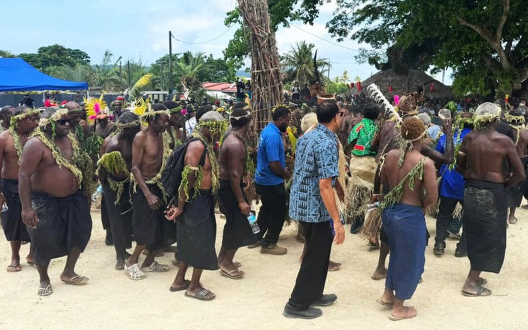 Traditional dance from Tanna Island during the nakamal’s opening ceremony. Pictured on Mar. 5, 2025.