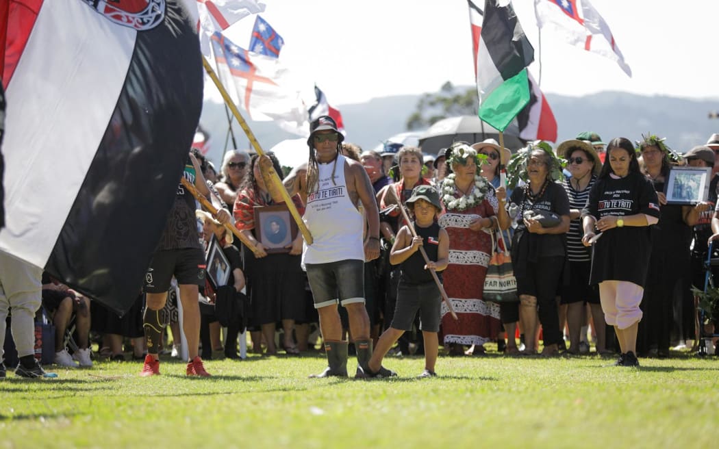 The hikoi on the Treaty Grounds.