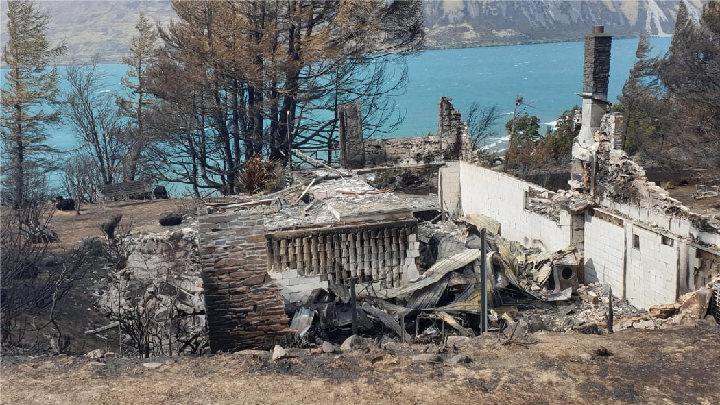 A house burnt to the ground in Lake Ohau village.