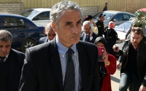 Italian ambassador to Egypt Maurizio Massari at the morgue where the body of Italian student Giulio Regeni was brought after it was found in February