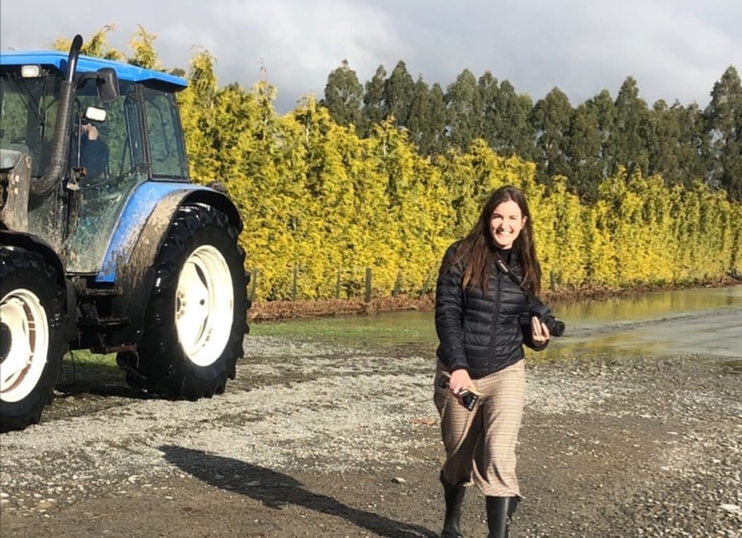 Katie covering the flood in Mid-Canterbury