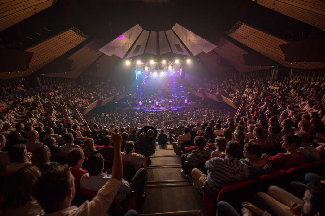 The view from the top of the Christchurch Town Hall at Shapeshifter/CSO