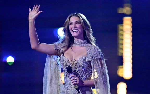 Australian singer Delta Goodrem, representing Australia with the song 'Eclipse', reacts after her performance during the second semi-final of the Eurovision Song Contest 2026 (ESC) at Wiener Stadthalle in Vienna, Austria on May 14, 2026.