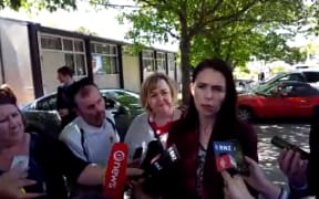Jacinda Ardern spoke to reporters on her first visit to Christchurch as Prime Minister.