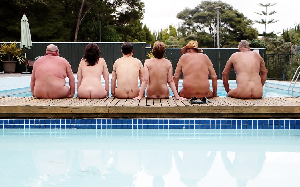 Nudists at The Auckland Outdoor Naturist Club.