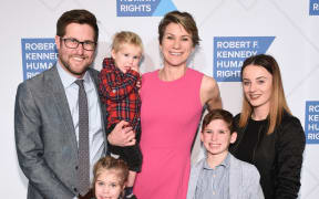 Maeve Kennedy McKean, pictured here with her husband and their children, was last seen with her son on Thursday.