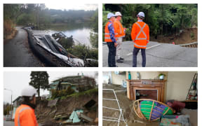 Clockwise from left: Damage from a slip in Auckland's Titirangi in January 2024 - a year on from the 2023 Auckland Anniversary floods; a massive slip on the cross-Coromandel Peninsula SH25A in January 2023 caused widespread disruption to traffic over many months; mud poured into Alana Pearce's Nelson home during a 2022 landslide; a retaining wall collapsed during heavy rain in Timaru in 2022.