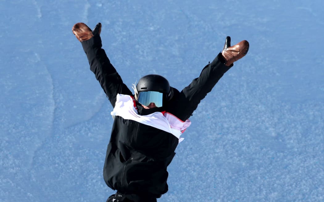 Zoi Sadowski Synnott of New Zealand celebrates