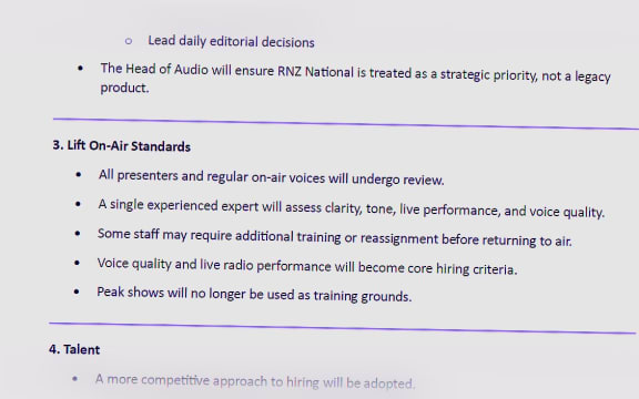 Some of the blunt advice in Richard Sutherland's turnaround plan for RNZ.