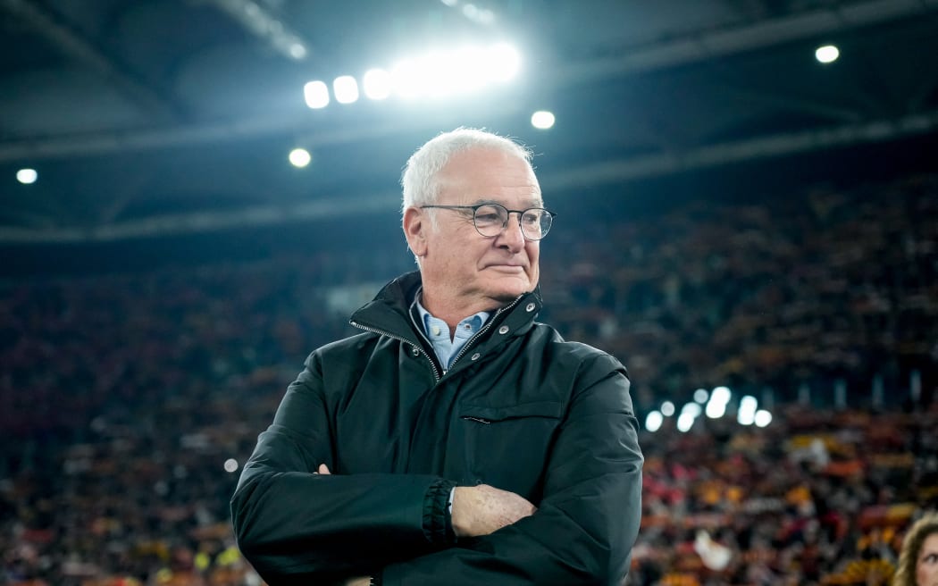 Claudio Ranieri head coach of AS Roma looks on during the Serie A Enilive match between AS Roma and SS Lazio at Stadio Olimpico on January 5, 2025 in Rome, Italy. (Photo by Giuseppe Maffia/NurPhoto) (Photo by Giuseppe Maffia / NurPhoto / NurPhoto via AFP)