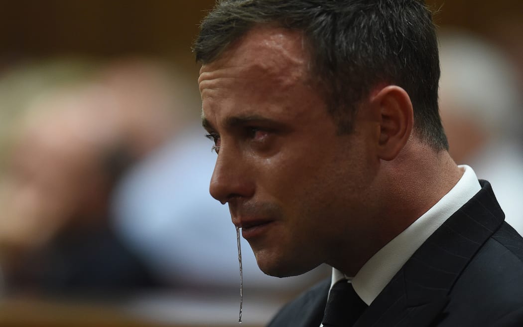 An emotional Oscar Pistorius in the dock.