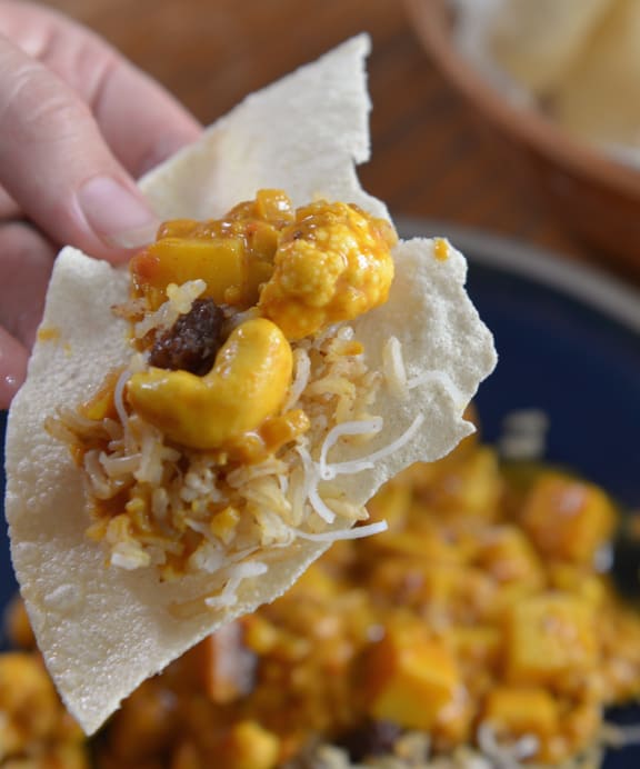 Kumara, Cashew & Cauliflower Curry with Kashmiri Rice