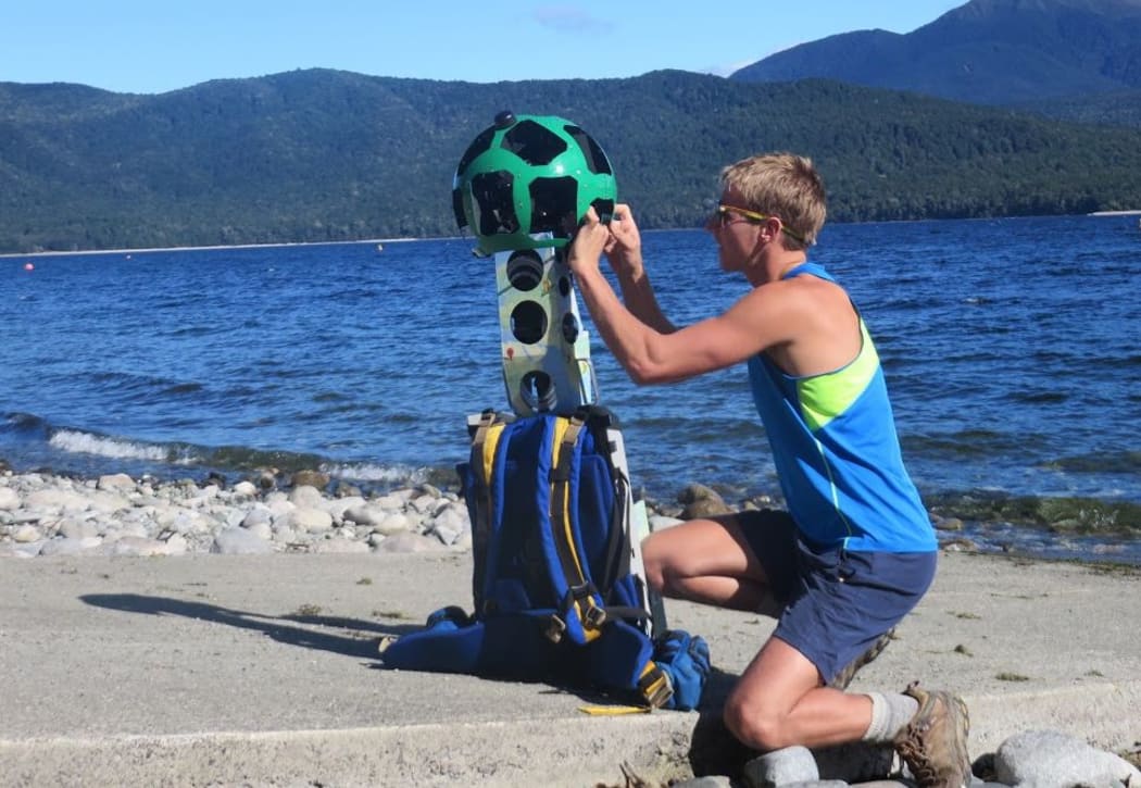 The street view trekker, a wearable backpack outfitted with 360 degree cameras.