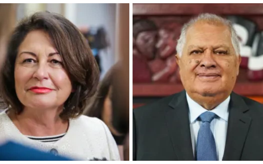 Former National Cabinet Minister Hekia Parata (L) and her late husband and former senior public servant, Tā Wira Gardiner.