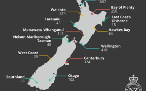 A map showing how many people who had written submissions from each region also asked to be able to also speak with MPs about the End of Life Choice Bill.