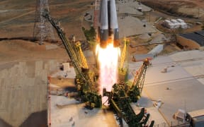 Russia's Progress M-27M cargo ship blasts off in Kazakhstan on 28 April.