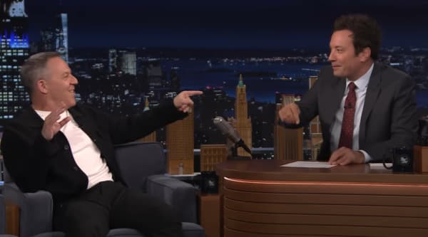Fox News host Greg Gutfeld came on Jimmy Fallon's show in August, 2025.