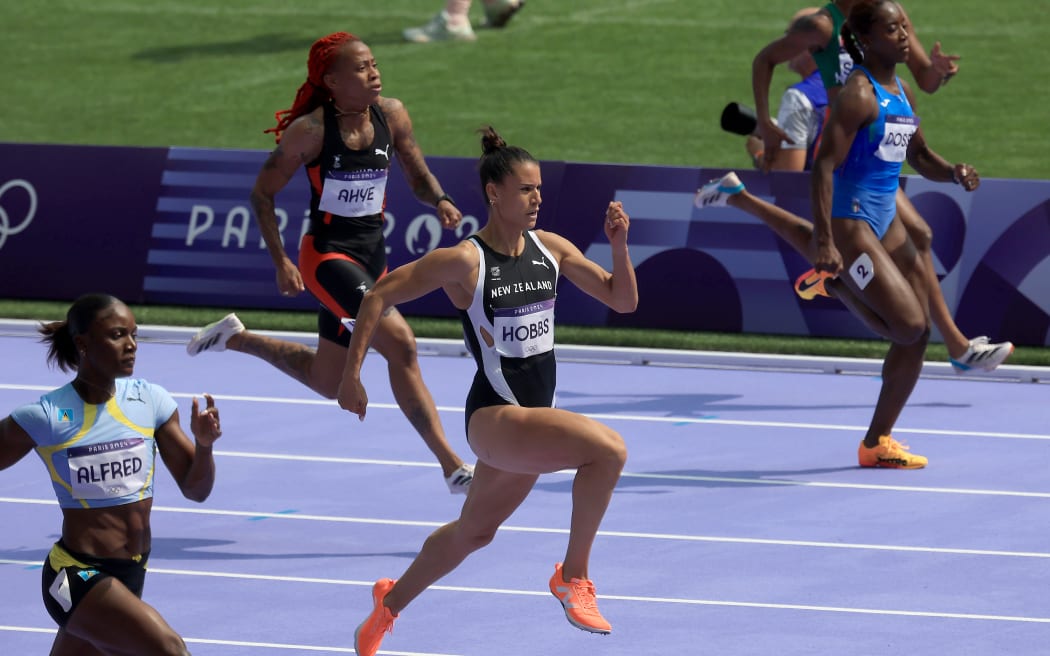 Zoe Hobbs in the women’s 100m heats at the Paris Olympics.