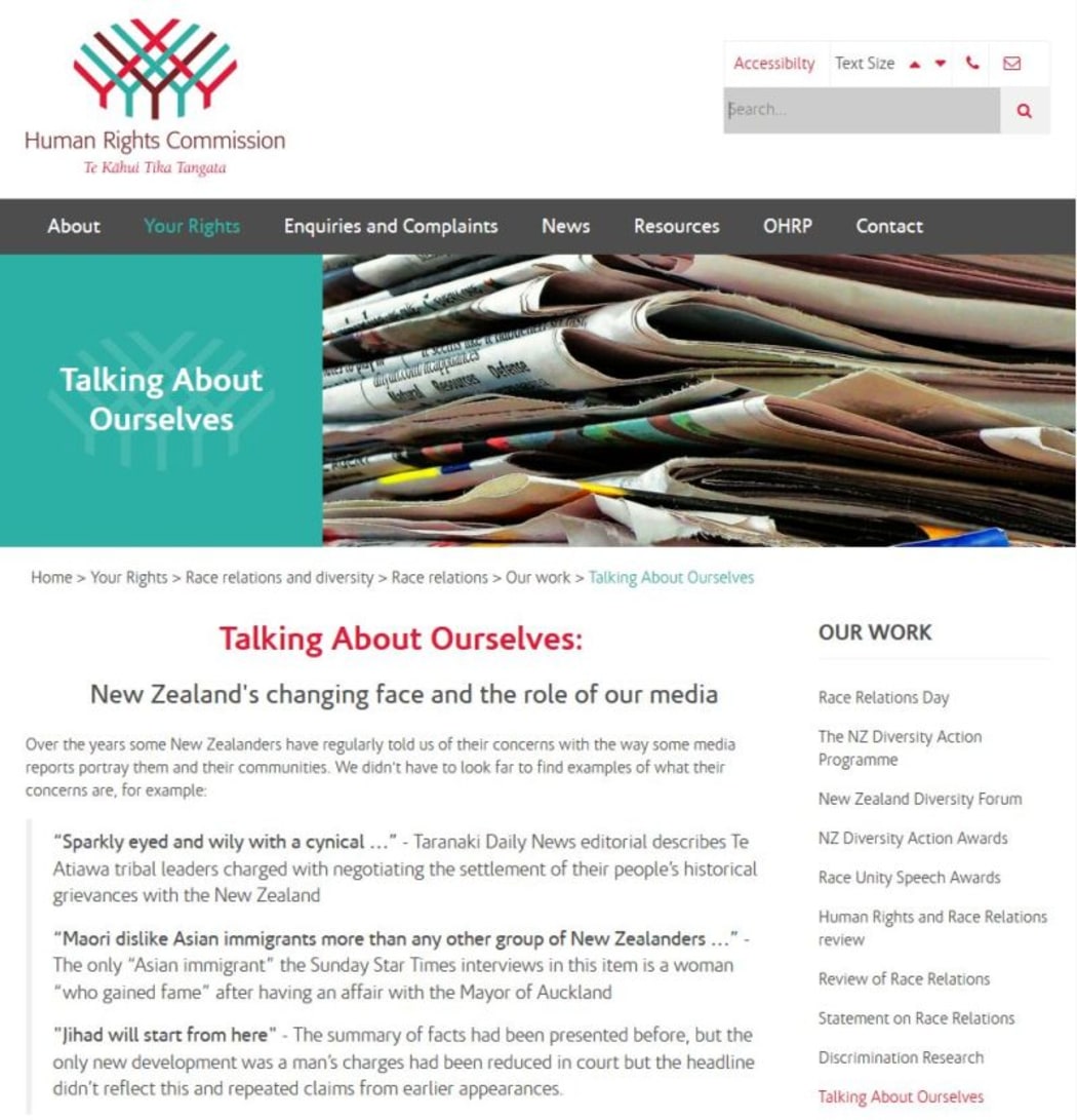 Human Rights Commission: Talking About Ourselves web page.