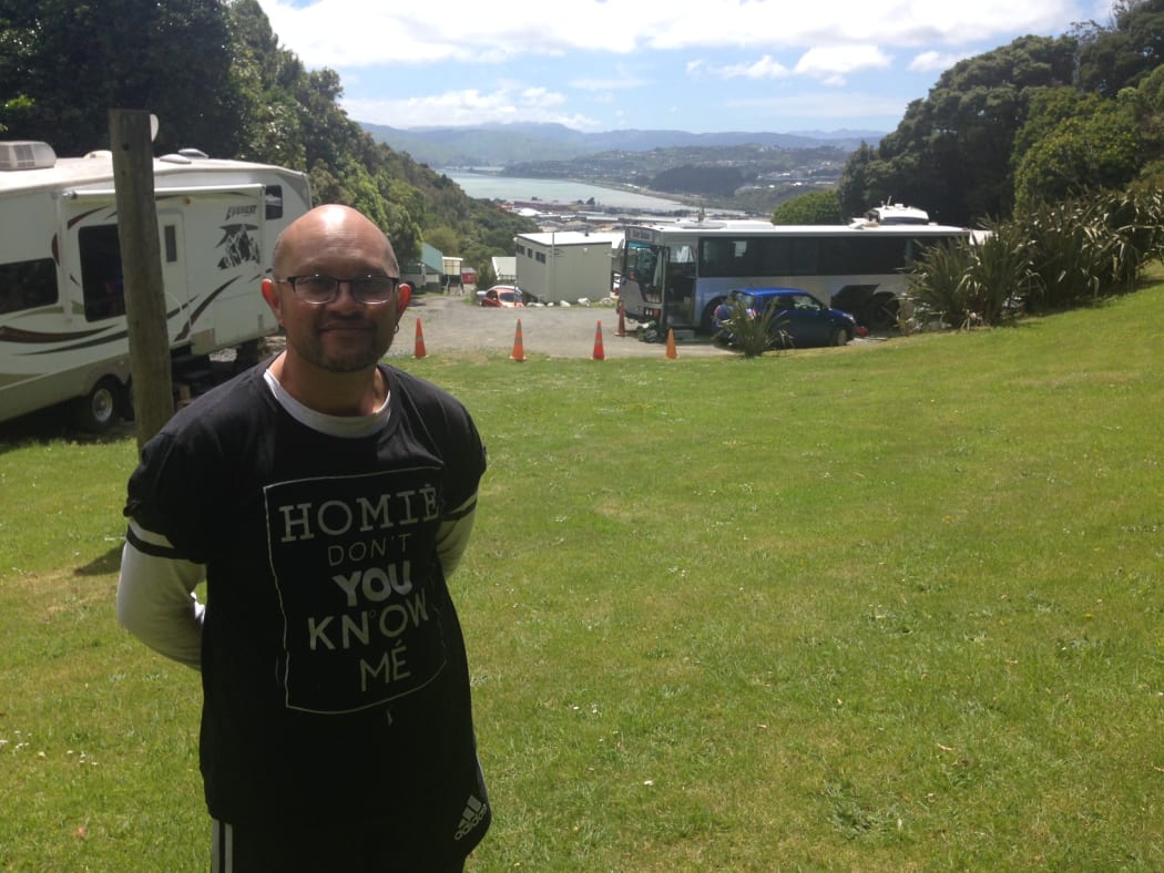 Tapene at his home at Camp Elsdon, Porirua.