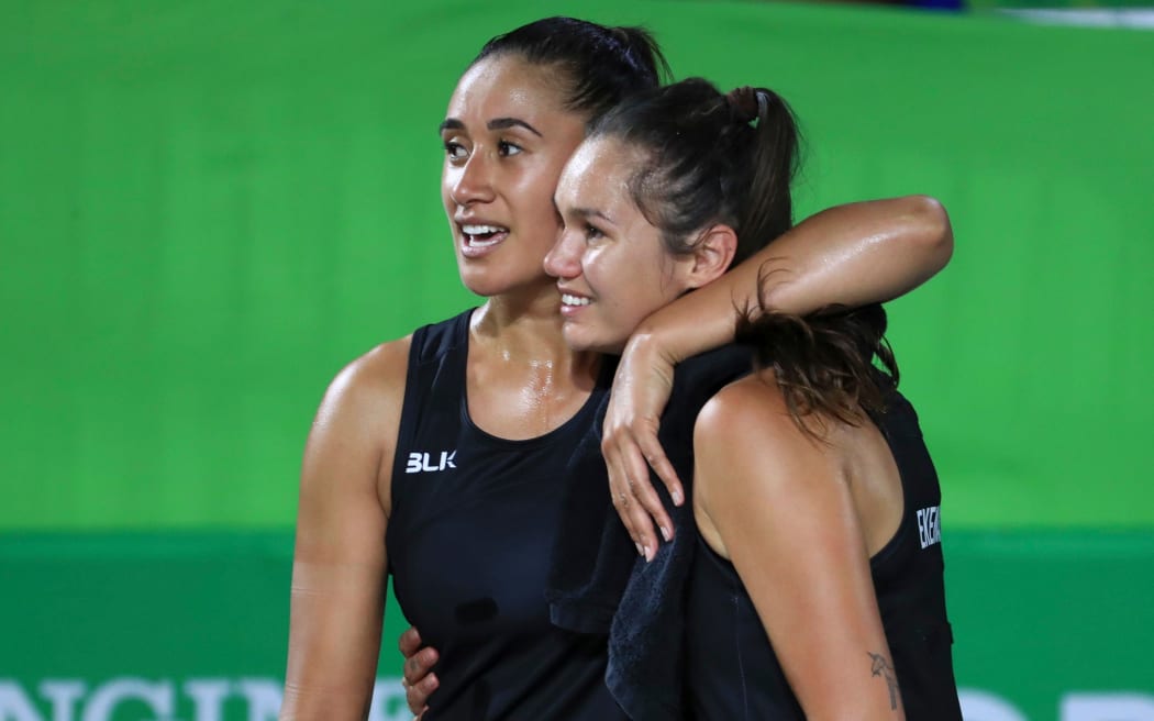 Silver Ferns Maria Folau and Ameliaranne Ekenasio.