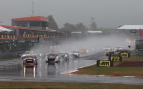 It took just seconds before cars collided, Waters and Slade making heavy contact and both suffering damage while Kiwi Matt Payne also slid off the track on the first bend.