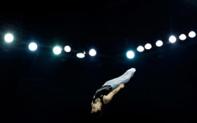 New Zealand trampolinist Dylan Schmidt in action