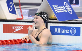 New Zealand's Sophie Pascoe wins the womens 100m freestyle S9 at the World Para Swimming Championships in London.