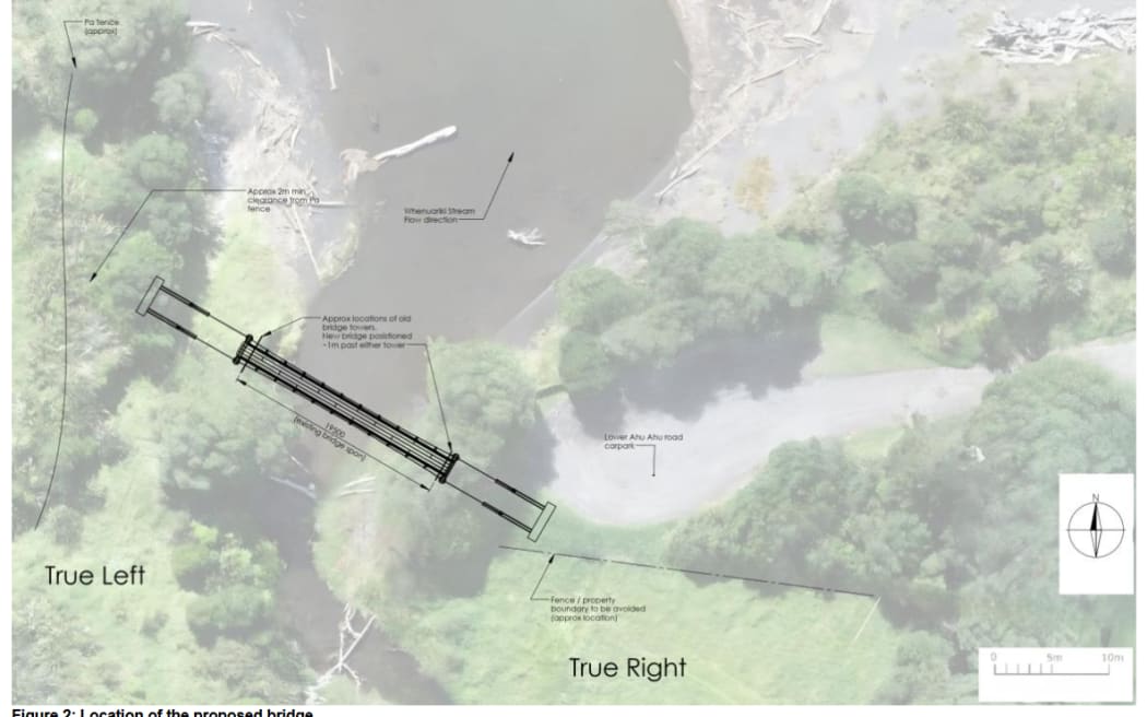 The location of the proposed bridge.