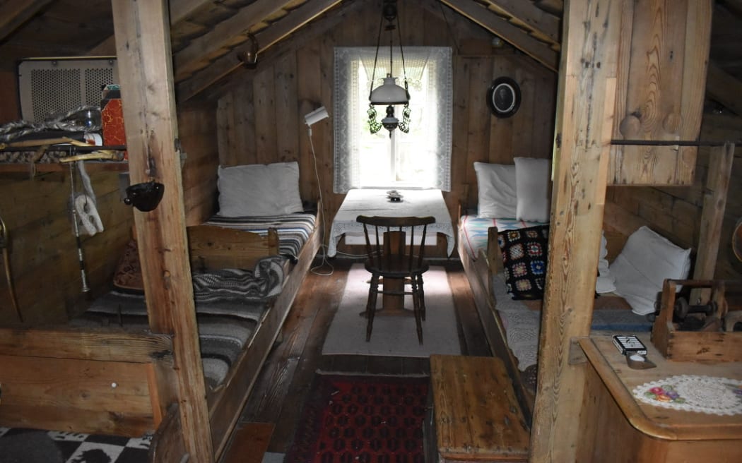 Interior of turf house, Iceland.